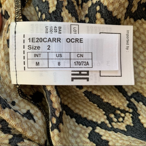 BA&SH Carry Snake skin print midi ruched skirt Ochre - Picture 14 of 15